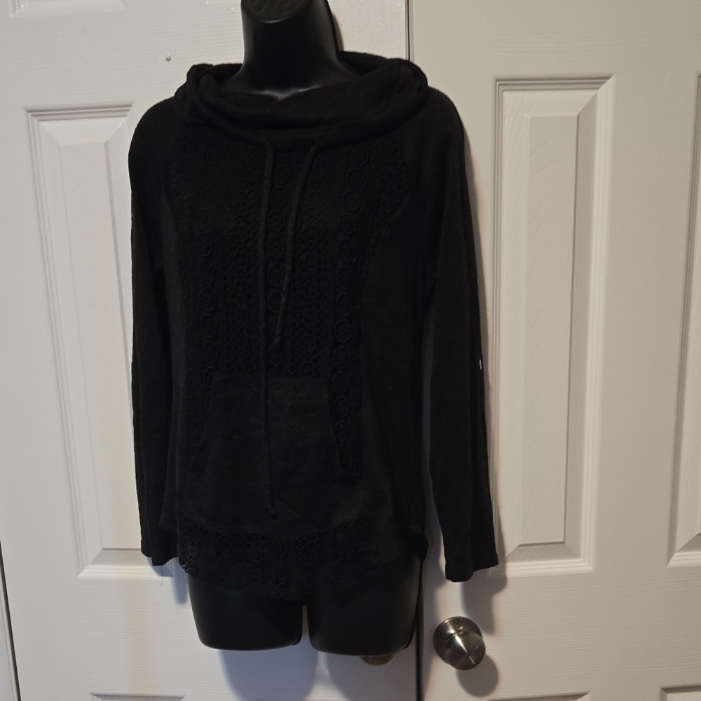 NOBO Women's Black Lace Hoodie